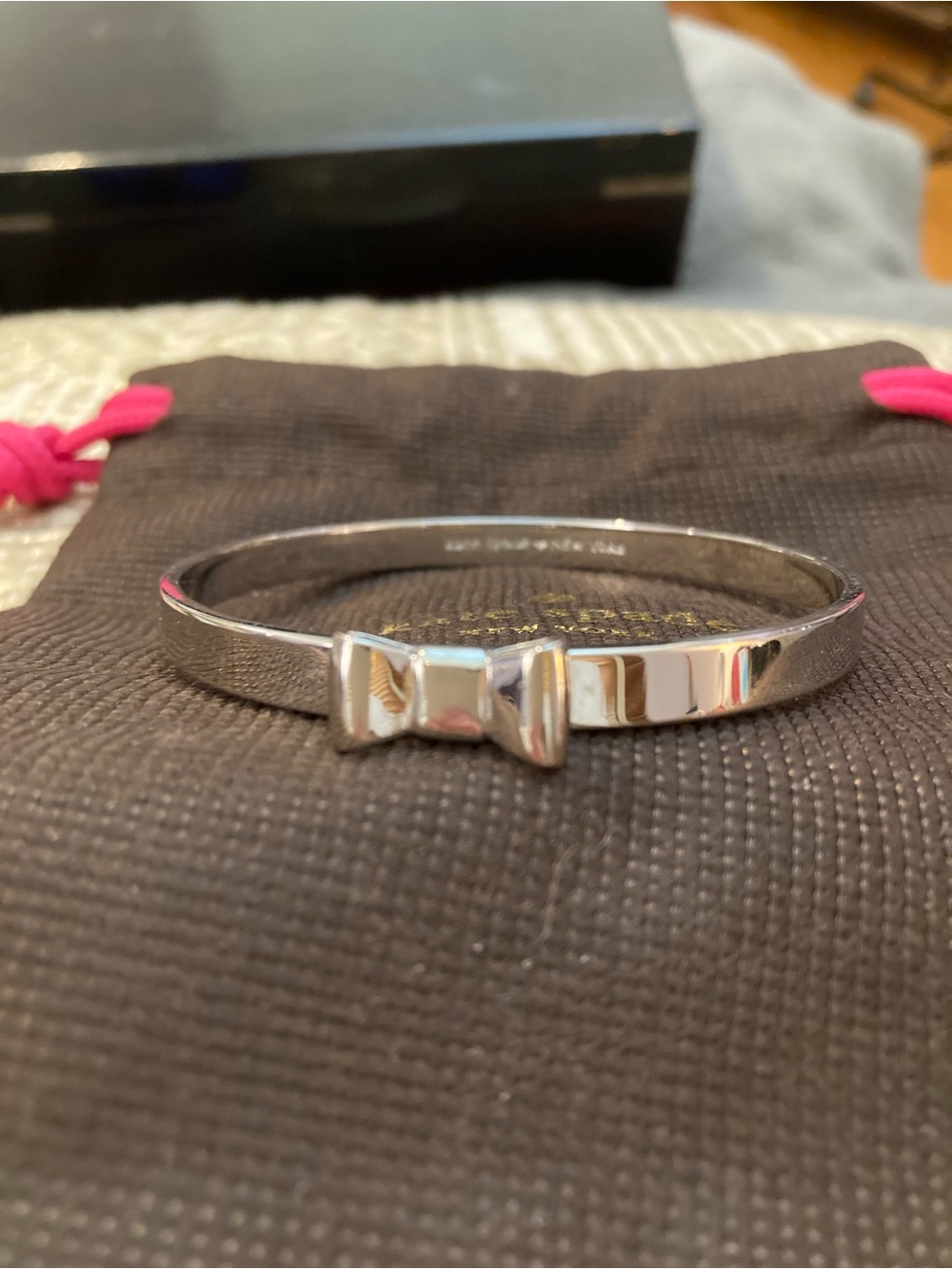 kate spade silver-tone bow bangle bracelet - Picture 2 of 2